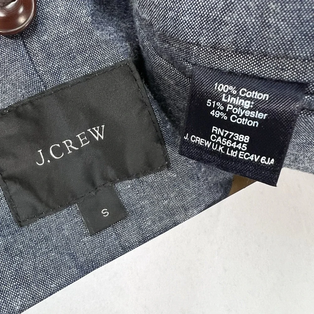 J. Crew Blazer Sport Coat Mens Sz Small (36-38R)‎ Cotton Grayish Navy Chambray